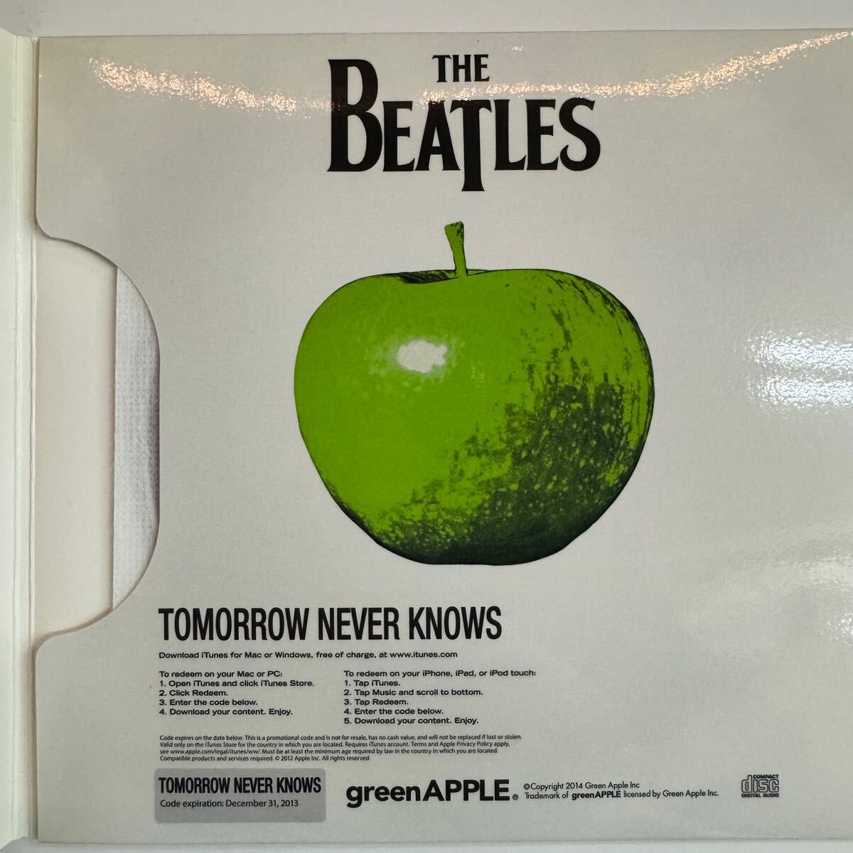 THE BEATLES / TOMORROW NEVER KNOWS green apple label (1CD)