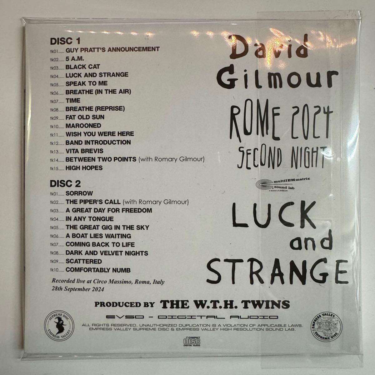 DAVID GILMOUR / ROME 2024 SECOND NIGHT (2CD)