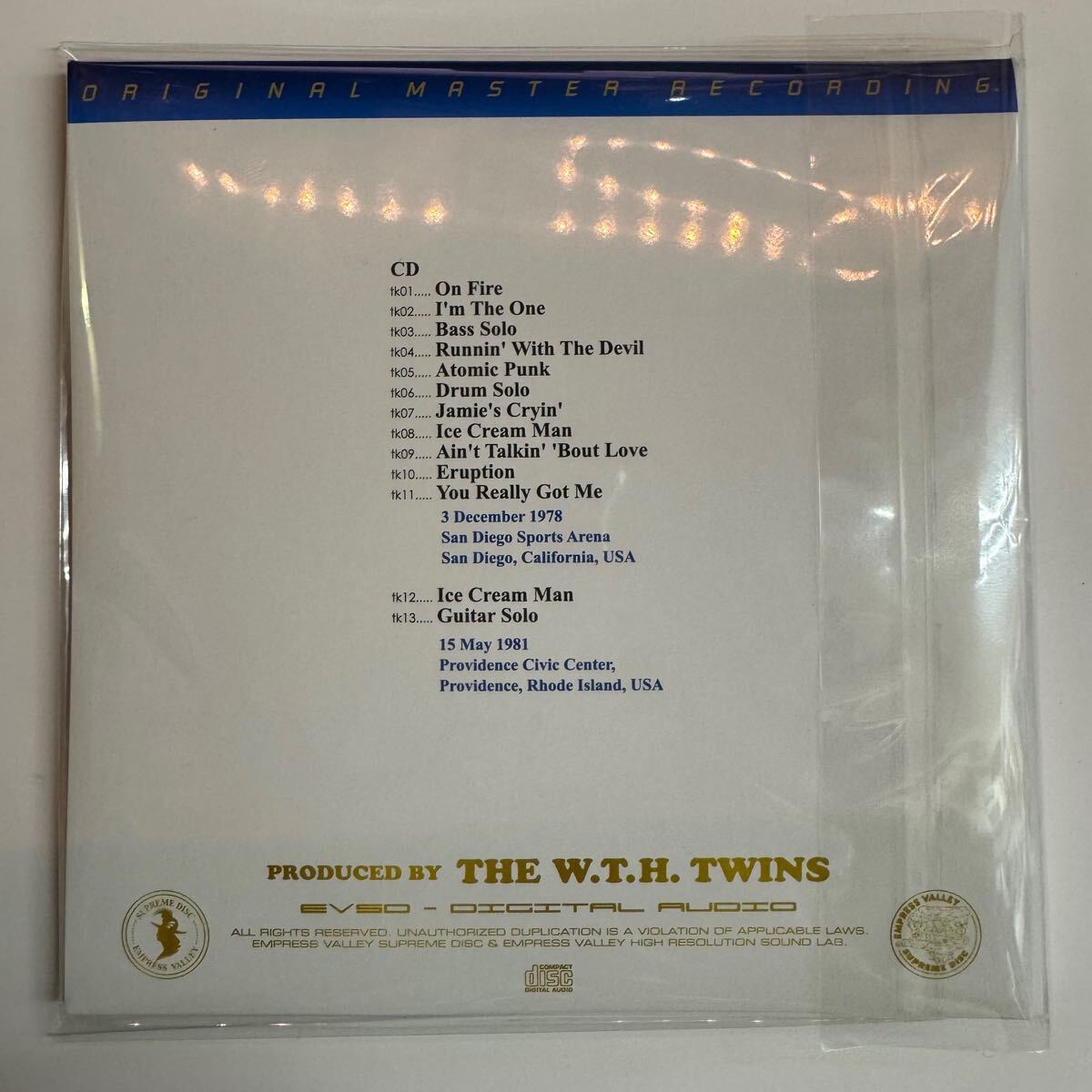 VAN HALEN / SAN DIEGO NIGHT Gira mundial 1978 (1 CD)