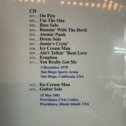 VAN HALEN / SAN DIEGO NIGHT Gira mundial 1978 (1 CD)