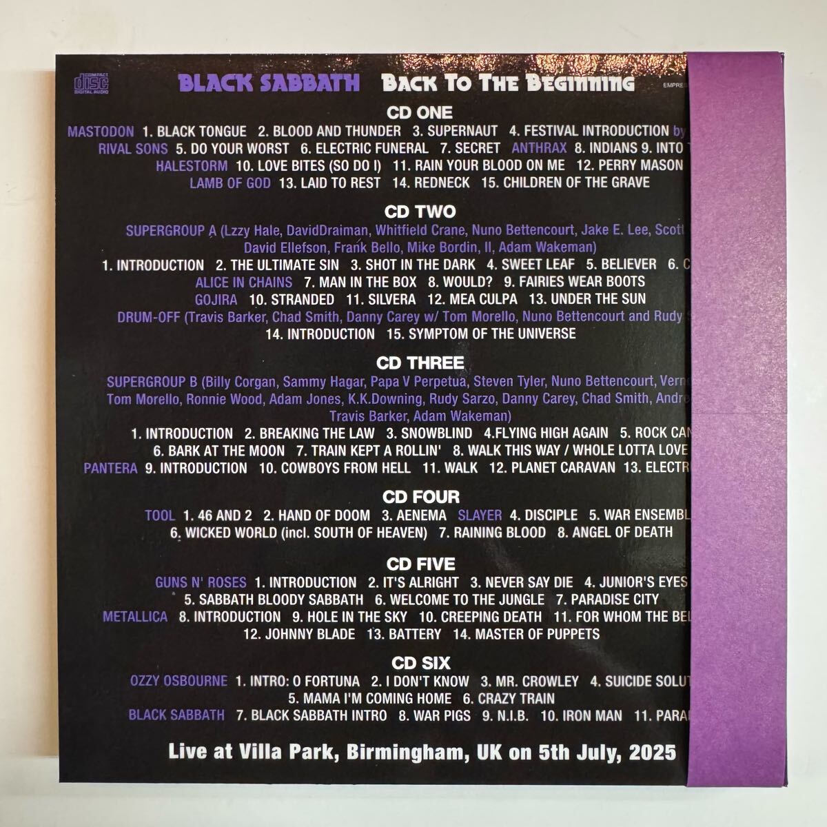 BLACK SABBATH / LA ÚLTIMA CENA Back To The Beginning Last Show Stereo Soundboard 6 CD Insignias de botón Caja limitada