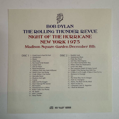 BOB DYLAN / NIGHT OF THE HURRICANE (4CD)