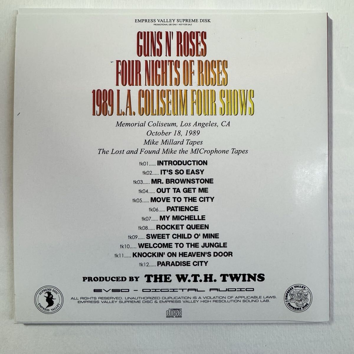 GUNS N’ ROSES / FOUR NIGHTS OF ROSES 1989 LA Coliseum 4 Shows (6CD BOX & 5 T-shirts) Special Limited Set!