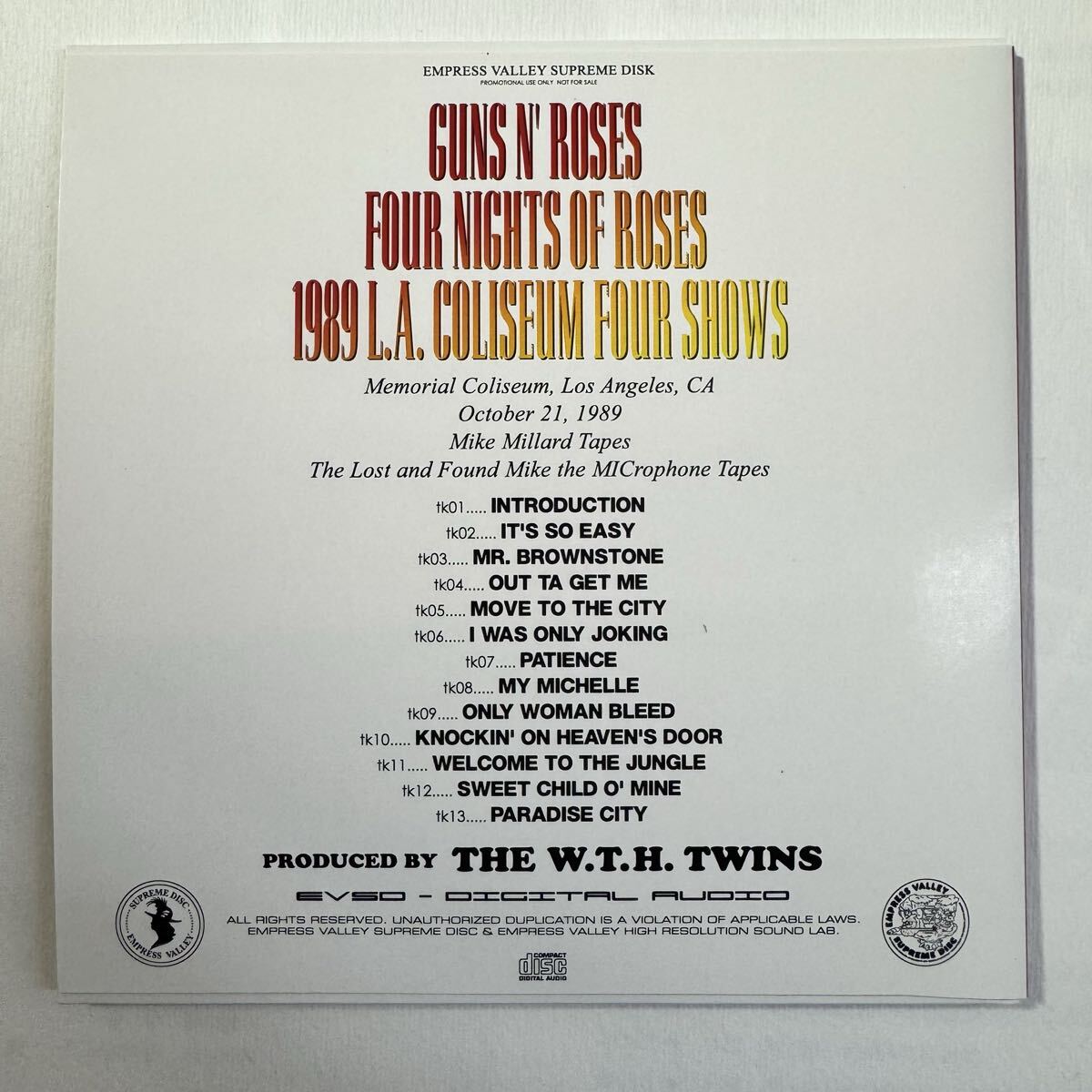 GUNS N’ ROSES / FOUR NIGHTS OF ROSES 1989 LA Coliseum 4 Shows (6CD BOX & 5 T-shirts) Special Limited Set!