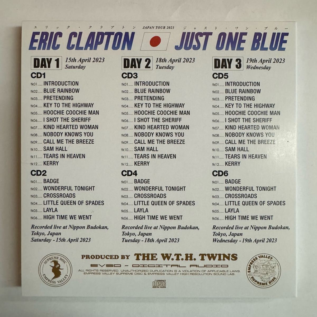 Eric Clapton / Just One Blue (12CD Box) 2023 Tour Japan Empress Valley