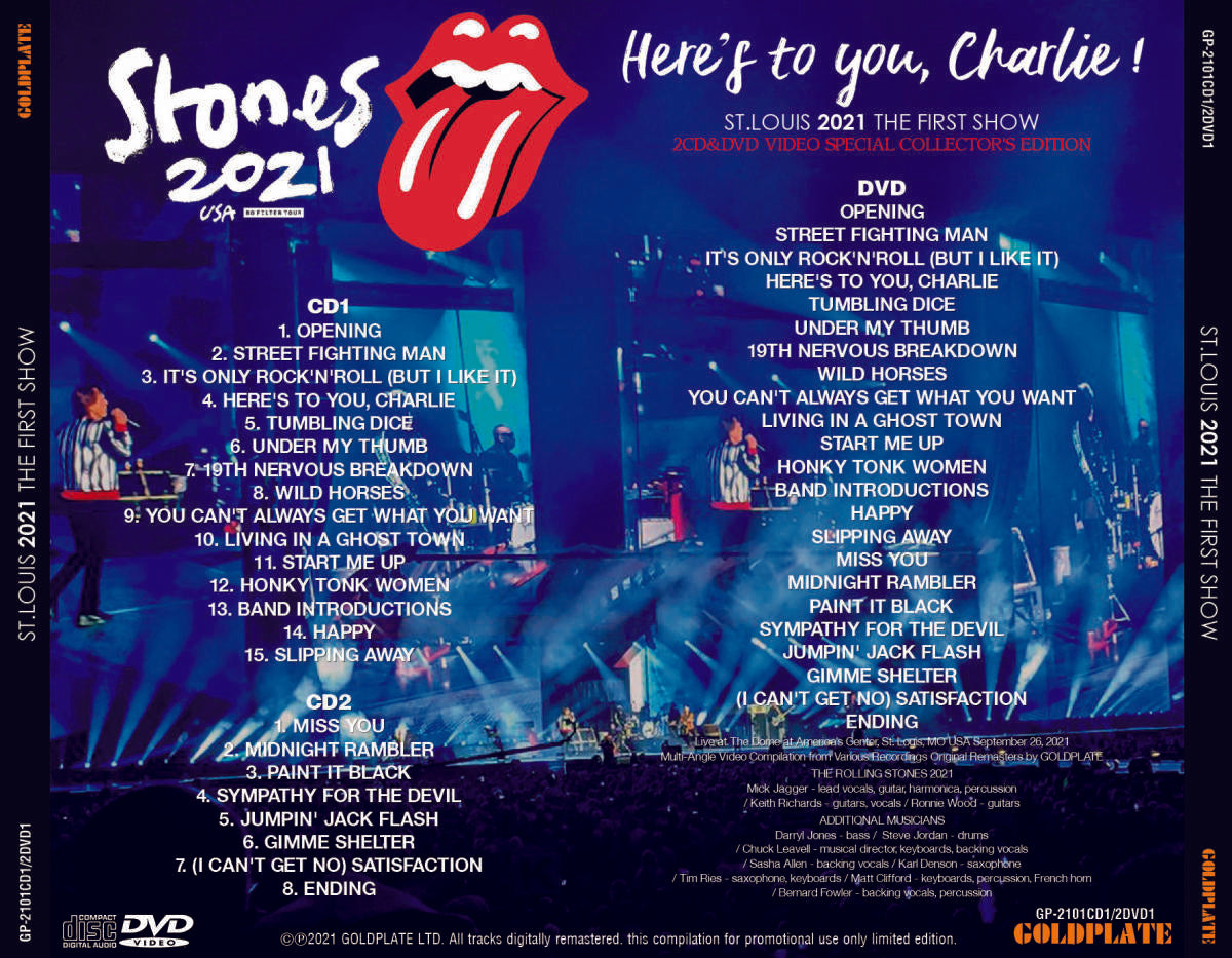 The THE Rolling Stones / Here's to You, Charlie No Filter Tour USA St. Louis 2021 First Show (2CD+1DVD)