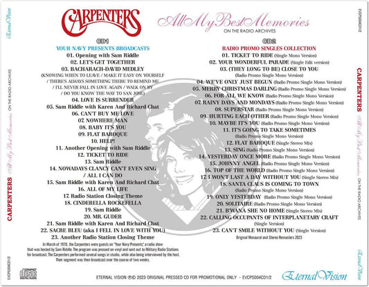 CARPENTERS / ALL MY BEST MEMORIES ON THE RADIO ARCHIVES (2CD)