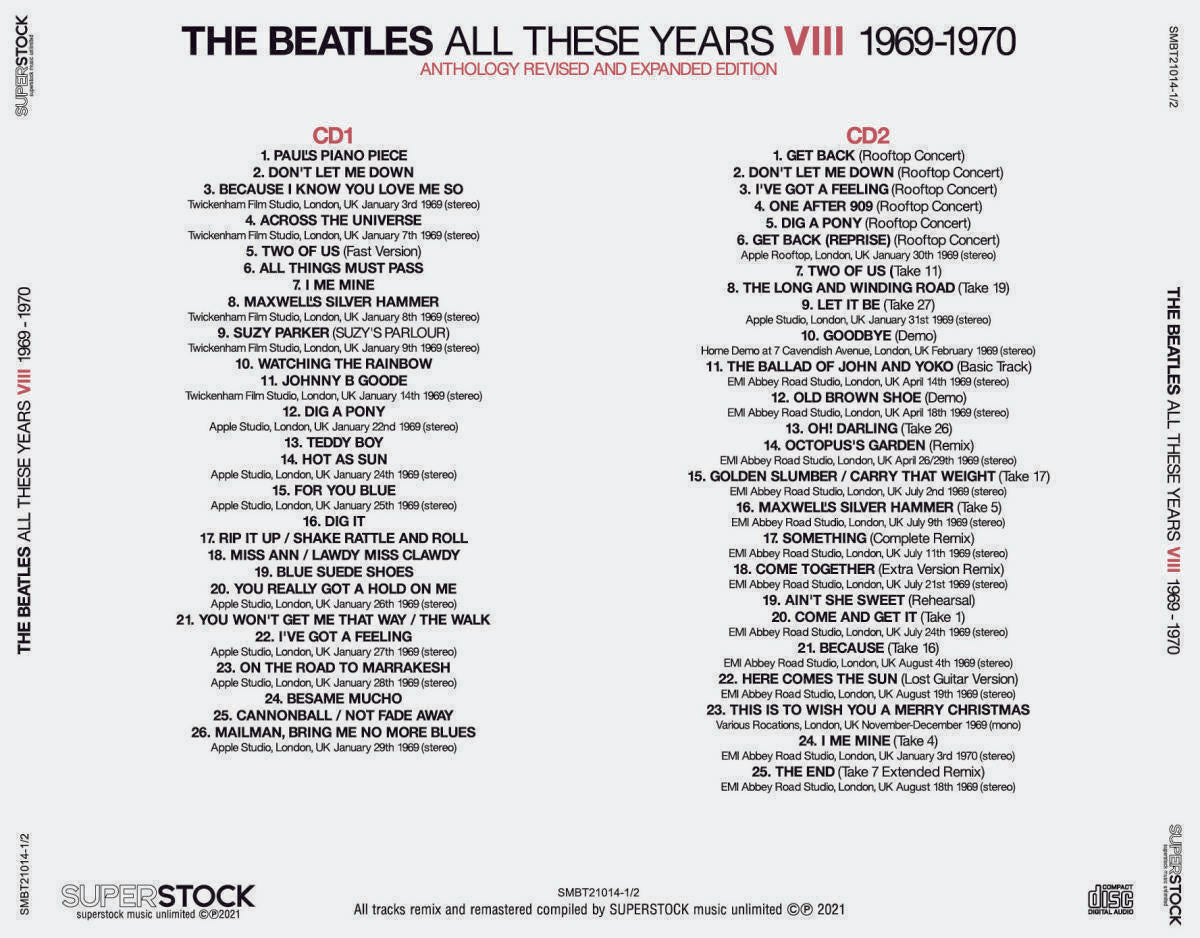 THE BEATLES / ALL THESE YEARS V - VIII 1966 - 1970 ANTHOLOGY REVISED EXPANDED EDITION 8CD