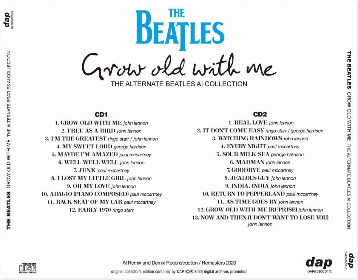 THE BEATLES / GROW OLD WITH ME THE ALTERNATE BEATLES AI COLLECTION (2CD)