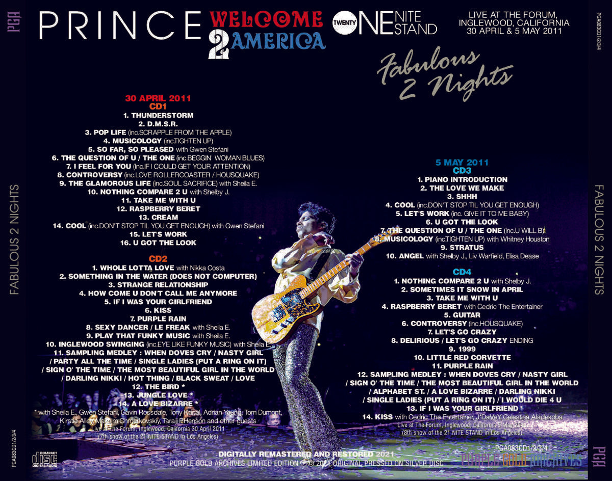 PRINCE / FABULOUS 2 NIGHTS WELCOME 2 AMERICA 21 NITE STAND [4CD]