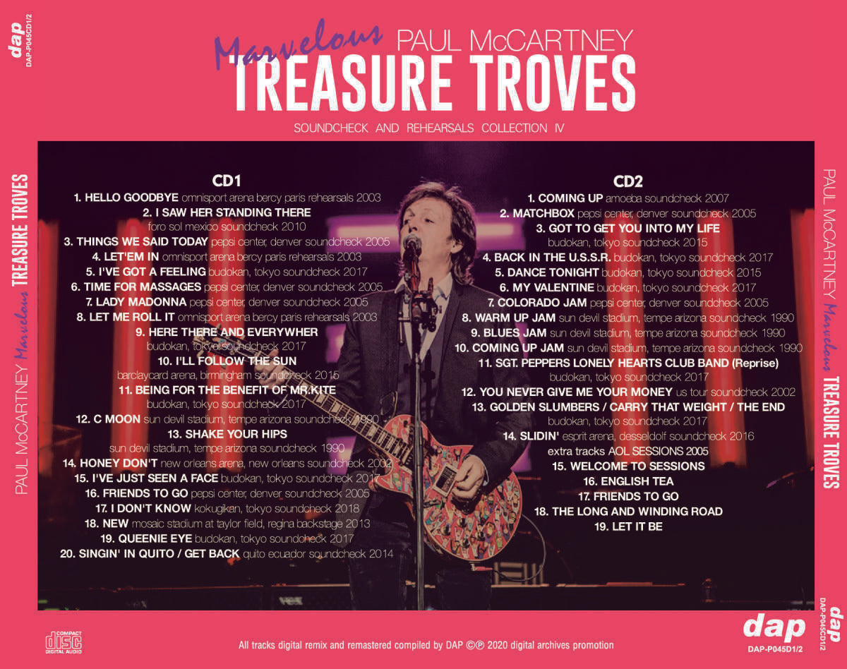 PAUL McCARTNEY / Marvelous TREASURE TROVES SOUNDCHECK AND REHEARSALS [2CD]