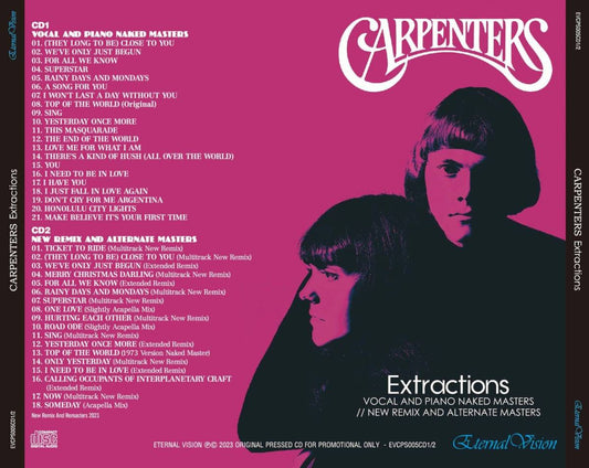 CARPENTERS / EXTRACTIONS VOCAL AND PIANO NAKED MASTERS NEW REMIX AND ALTERNATE MASTERS (2CD)