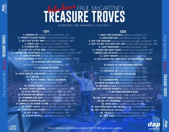 PAUL McCARTNEY / TREASURE TROVES ～SOUNDCHECK AND REHEARSALS COLLECTION～ vol1-vol3 [6CD]