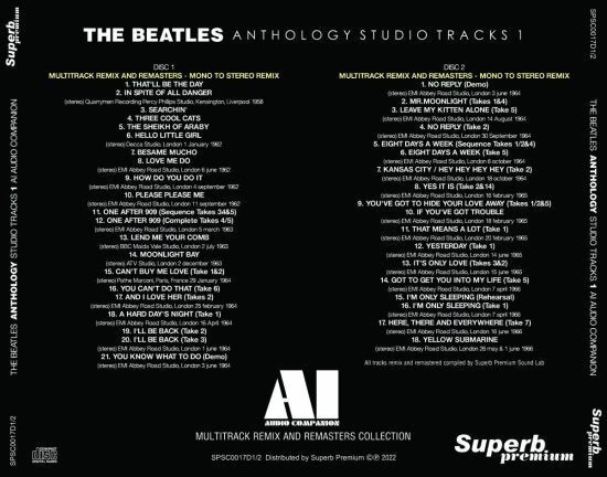 THE BEATLES / AI AUDIO COMPANION PAST MASTERS ANTHOLOGY STUDIO TRACKS 5 titles (10CD)
