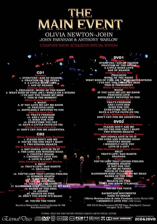OLIVIA NEWTON-JOHN (with JOHN FARNHAM&ANTHONY WARLOW) / THE MAIN EVENT SPECIAL EDITION (2CD&2DVD)