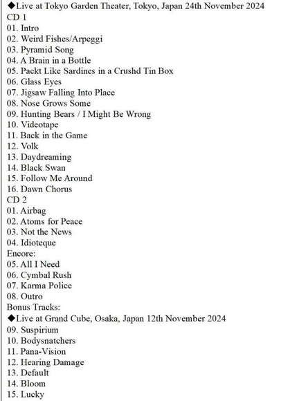 Thom Yorke / Free Solo LIVE IN JAPAN 2024 DEFINITIVE EDITION 2CD (DEMIX & REMASTER)