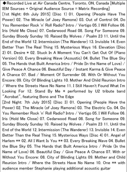 U2 / LIVE PEACE IN TORONTO (4CD)