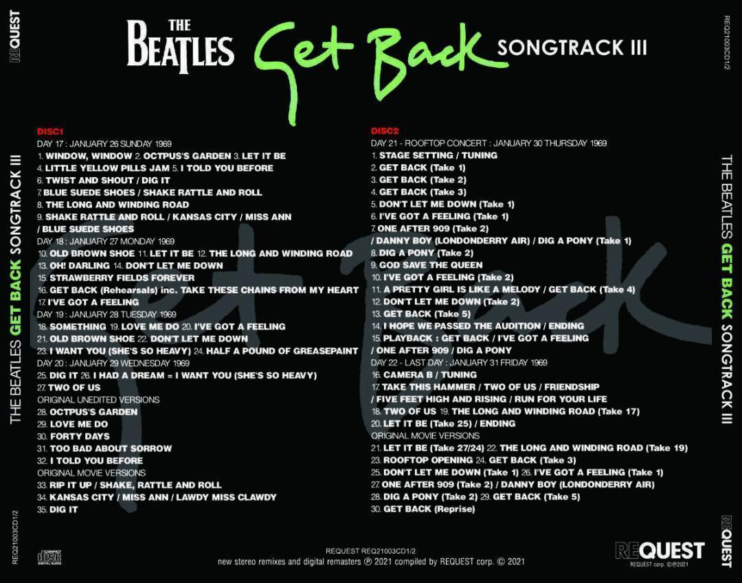 THE BEATLES / GET BACK SONGTRACK 1 - 3 (6CD) I & II & III 3Set