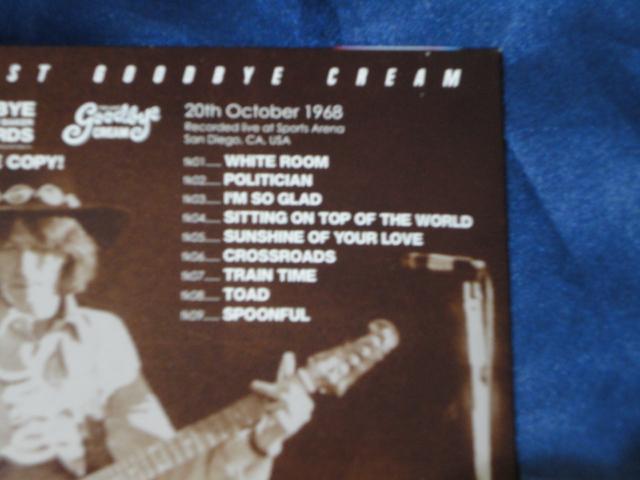 CREAM The Last Goodbye 1968 San Diego Performance Soundboard 1 CD