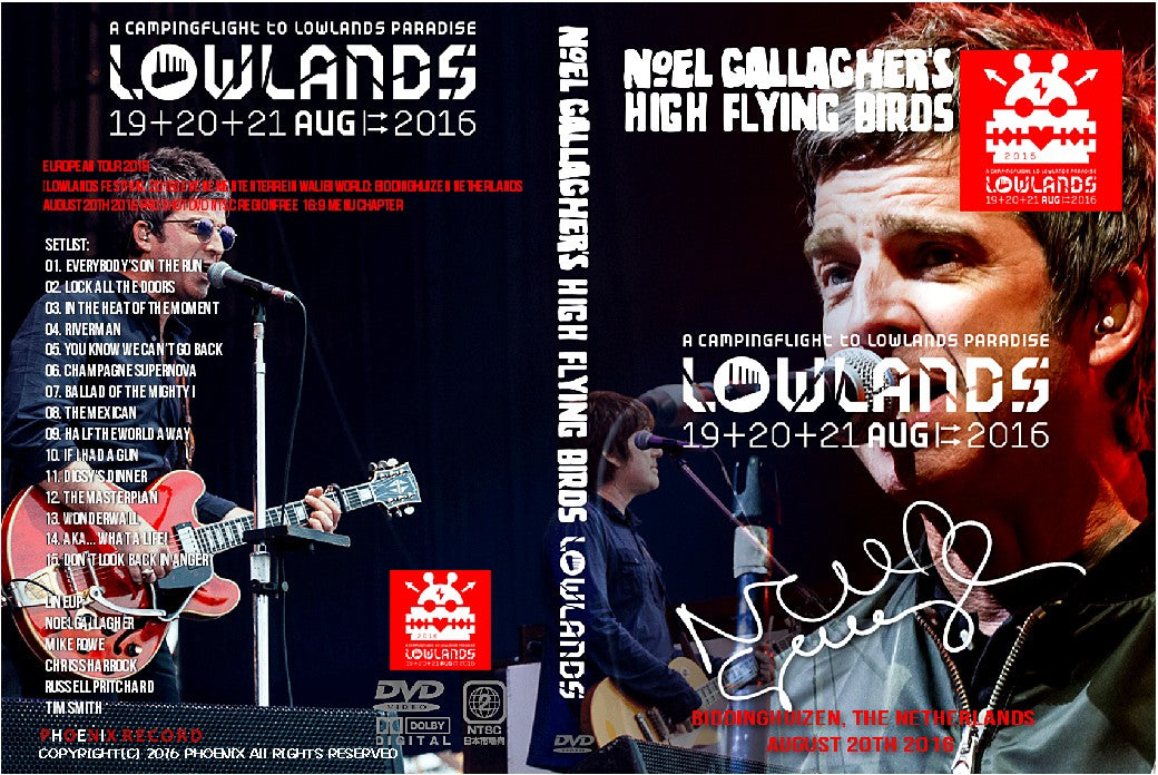 Noel Gallagher / European Tour 2016 Lowlands Festival Evenemententerrein Walibi World (1DVDR)