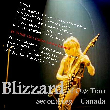 Ozzy Osbourne con Randy Rhoads / Seconda tappa del tour Blizzard of Ozz CANADA 1981 (1CDR)